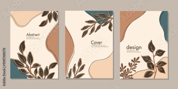 Fototapeta A set of abstract creative artistic designs, trendy abstract universal templates for notebooks, school books, diaries, planners, brochures, books, catalogs