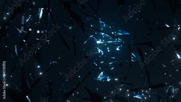 Fototapeta VJ クリスタル 光 パーティクル 反射 幻想 回転 青 [別Verあり]