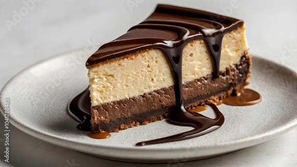 Fototapeta Chocolate_swirl_cheesecake_with_a_rich_chocol