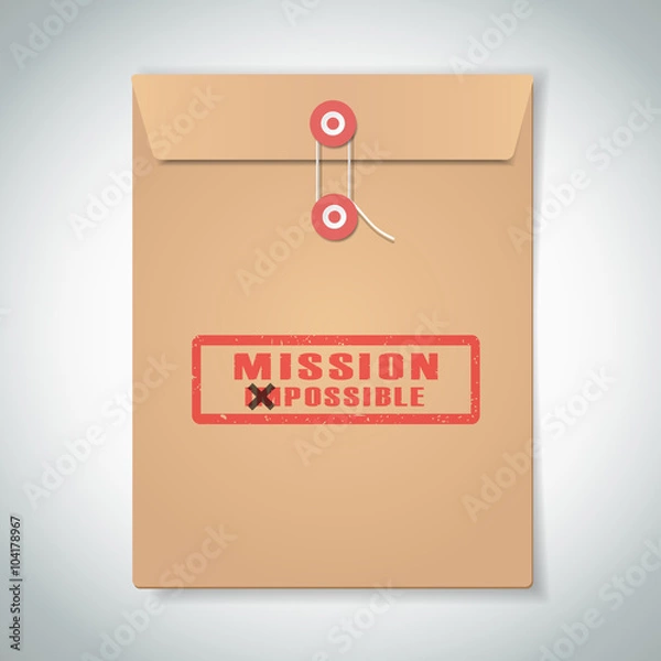 Obraz Stamp mission possible with red text over brown document file