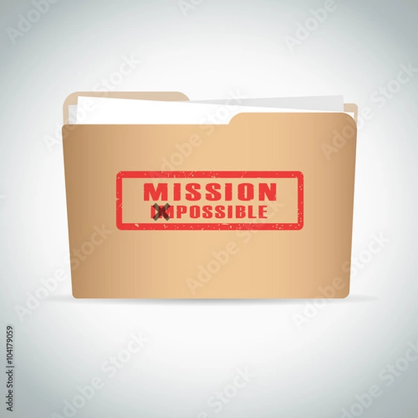 Obraz Stamp mission possible with red text over brown document file