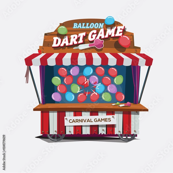 Fototapeta balloons dart game. carnival cart concept - vector