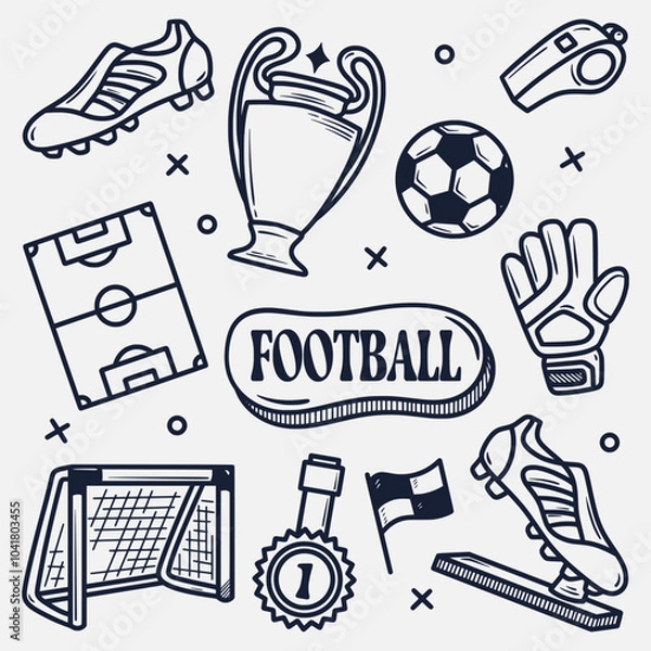 Fototapeta collection of hand drawn football elements, Vector illustration