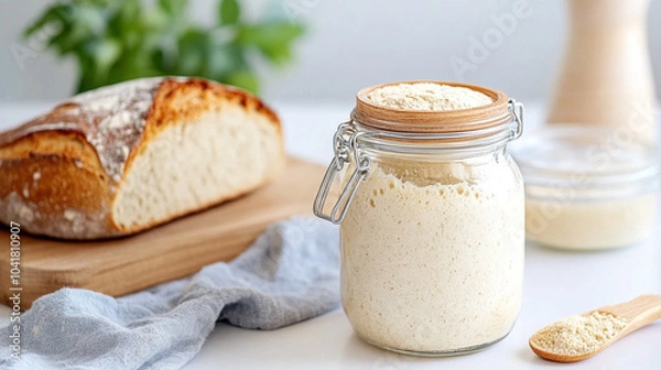 Obraz 
Jar of active sourdough starter