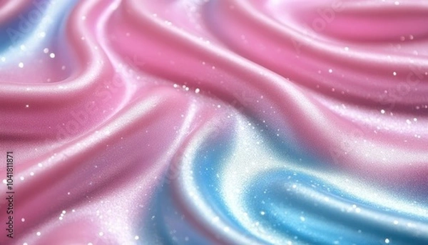 Fototapeta Swirls of pink and blue with sparkles create a vibrant abstract texture close-up