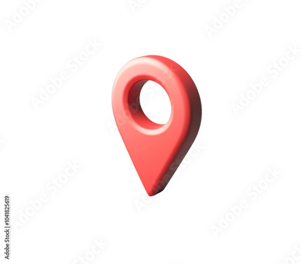 Obraz High-Quality Red Location Pin 3D Icon – Isolated PNG for Geolocation, Map Design, and Navigation Projects – Ideal for Travel and GPS-Related Designs – Transparent Background for Easy Use