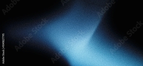 Fototapeta Glowing blue abstract shape, dark grainy black blue background, noise texture futuristic dynamic poster header cover wallpaper banner backdrop design