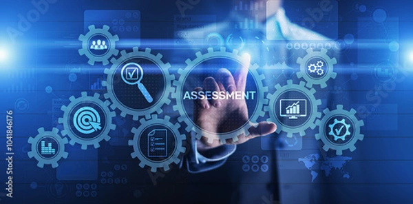 Fototapeta Assessment analysis Business analytics evaluation measure technology concept.