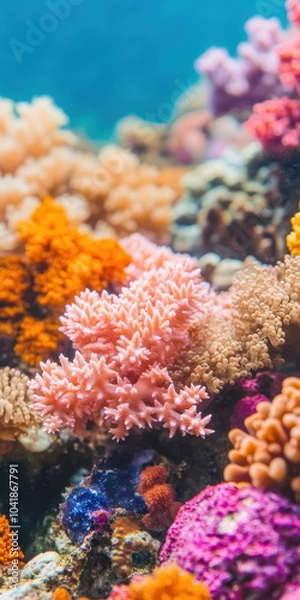 Obraz Vibrant underwater coral reef showcasing diverse marine life in vivid colors