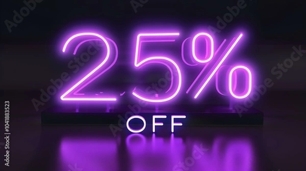 Obraz Purple '25% OFF' Neon Sign on an elegant Dark Background