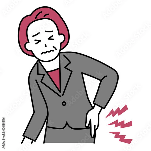 Fototapeta 腰痛がつらい中年のスーツの女性