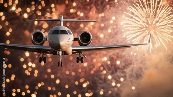 Fototapeta Private Jet Fireworks.