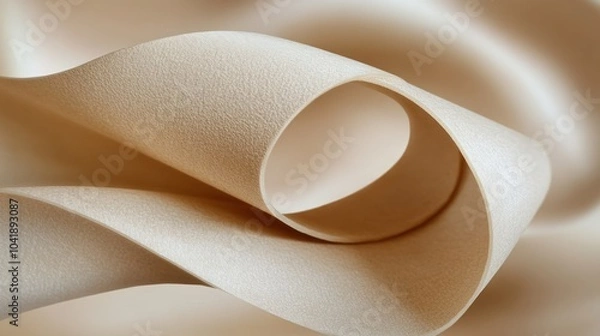 Obraz A smooth, beige ribbon-like material elegantly loops, showcasing texture and form.