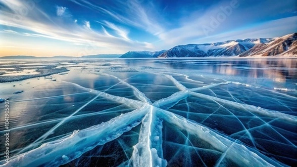 Obraz Abstract winter background of minimalist frozen splash water on Baikal Lake
