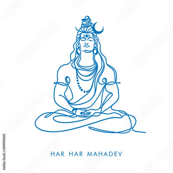 Obraz Lord Shiv Creative Line Art for Maha Shivaratri Vector