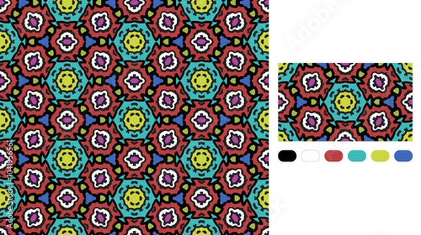 Fototapeta 6 Color Hexagonal interlocking Geometric Vector Seamless Repeating Pattern Tile