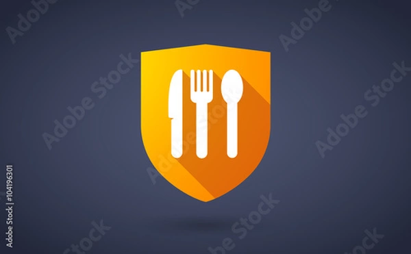 Obraz Long shadow shield icon with  cutlery
