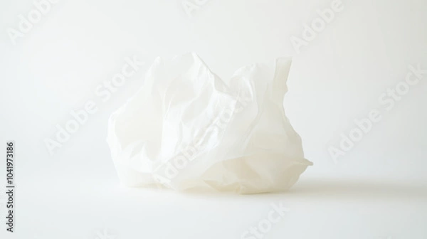 Fototapeta Crumpled White Paper Texture: Minimalist Abstract Photography