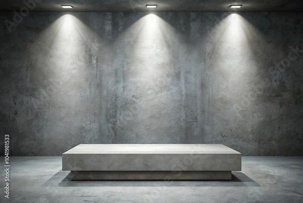 Fototapeta Reflected empty concrete pedestal podium stage for showcase