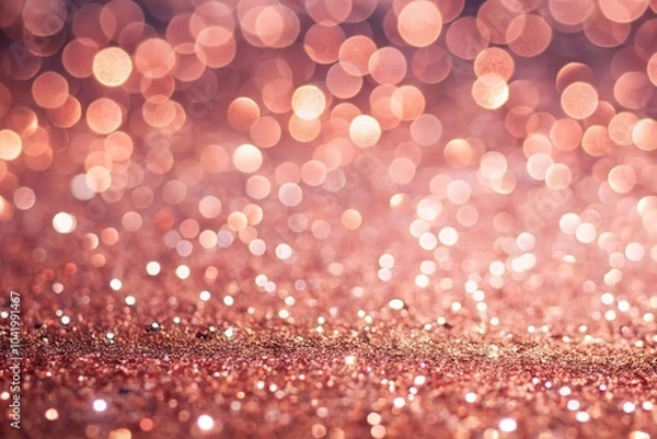 Fototapeta Rose gold glitter bokeh texture background with a tilted angle