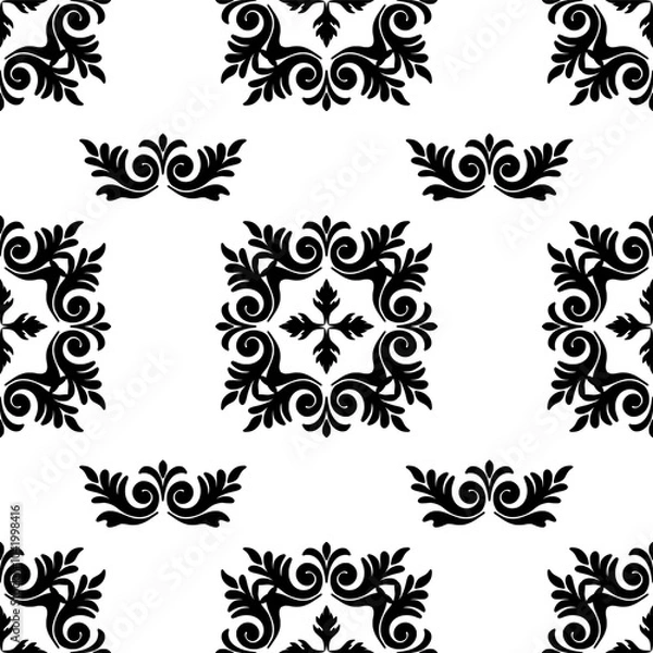 Obraz black and white floral elements