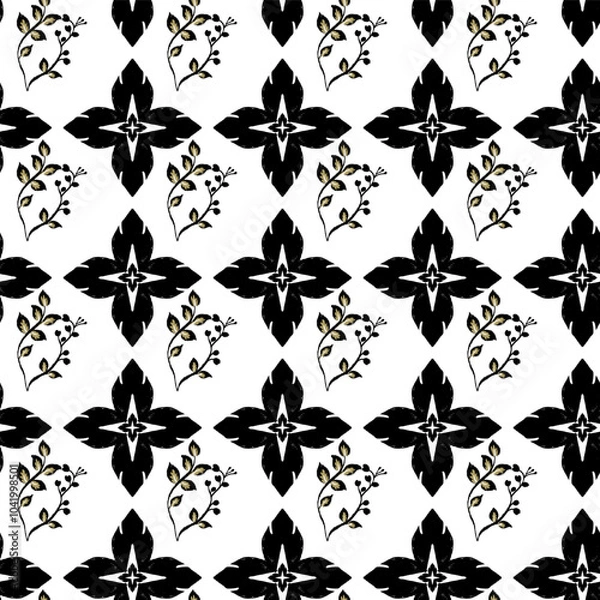 Obraz black and white seamless pattern