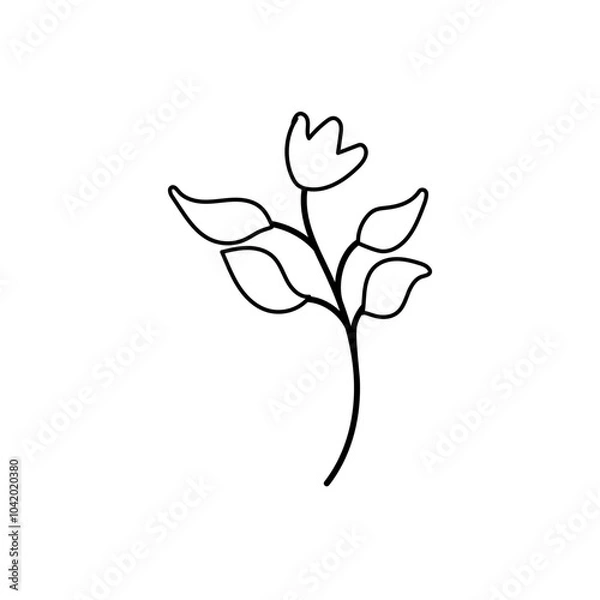 Obraz Flower Plant Icon. Boho Outline Vector Illustration Style.