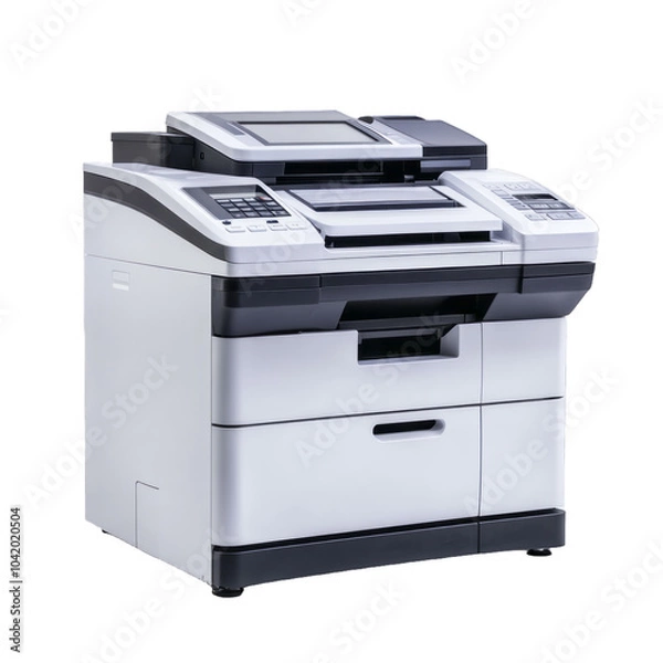 Fototapeta Advanced office photocopier with color printing and double sided copying function isolated on a transparent background 