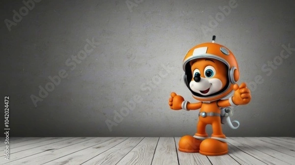 Fototapeta cartoon astronaut puppy in spacesuit. with space for text