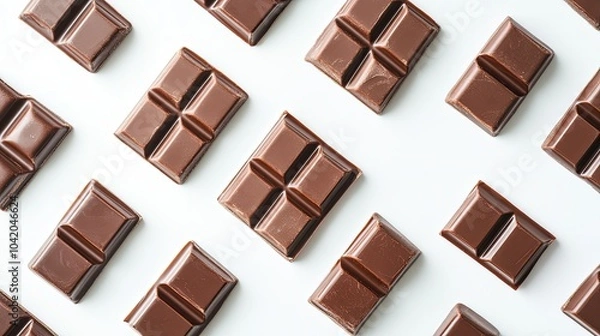 Fototapeta Flat lay mockup of chocolate bar packaging templates, placed in a grid pattern on a bright white background.