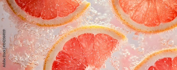 Fototapeta Vibrant Pink Grapefruit in Sparkling Juice
