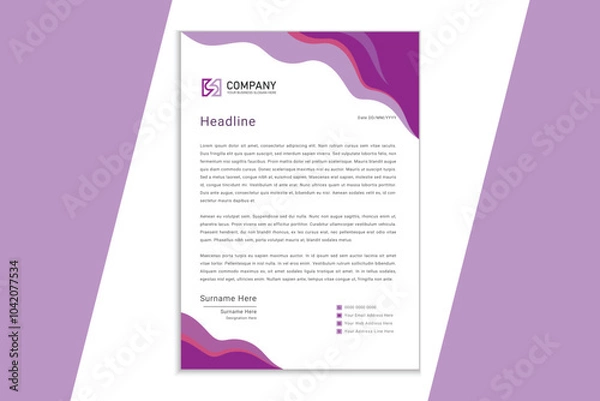 Obraz Modern Business Letterhead Design Template  for Corporate and Business Use
