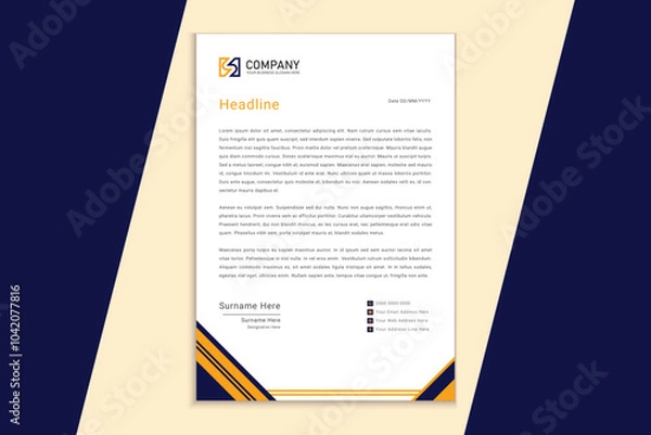 Obraz Modern Business Letterhead Design Template  for Corporate and Business Use