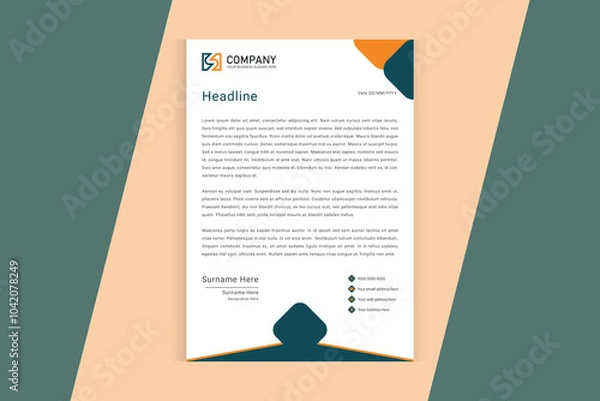 Obraz Modern Business Letterhead Design Template  for Corporate and Business Use