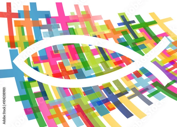 Obraz Christian fish Jesus symbol abstract vector background concept