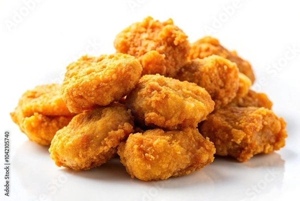Fototapeta Crispy fried chicken nuggets on a white background