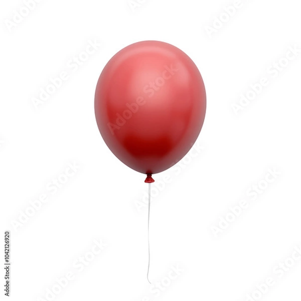 Obraz red helium balloon. Birthday balloon flying for party and celebrations. Isolated on white background. Generative AI