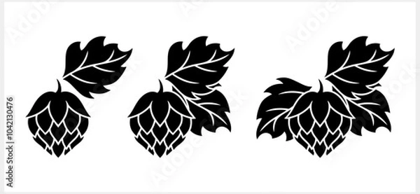 Fototapeta Hop cone with leaves. Design element for logo, emblem, restaurant menu, craft beer pub, brewery. Vector stock illustration