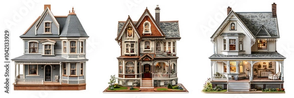 Fototapeta  Set of dollhouse isolated on transparent background (2)