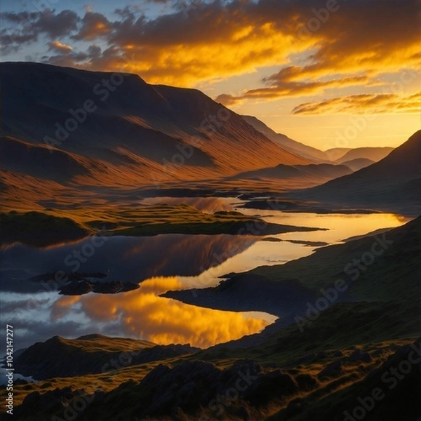 Fototapeta sunset in the mountains