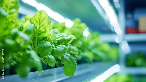Fototapeta Efficient Vertical Farming Design - Lush Greenery in Stacked Tower Gardens for Precision Growth and Sustainable Agriculture