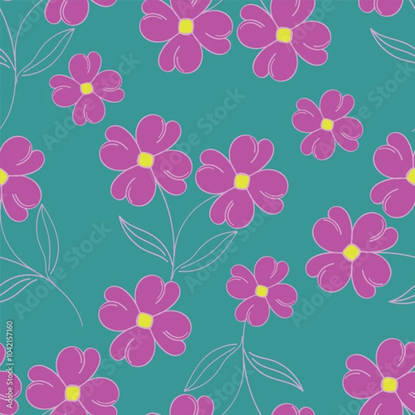 Fototapeta Beautiful floral design featuring intricate blossoms and leaves in soft pastel shades. Ideal for fabric, wallpaper, and digital projects. High-resolution, seamless, and versatile