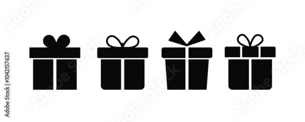 Obraz Gift box icons in trendy flat style. Gift boxes with ribbon icons set. Vector illustration