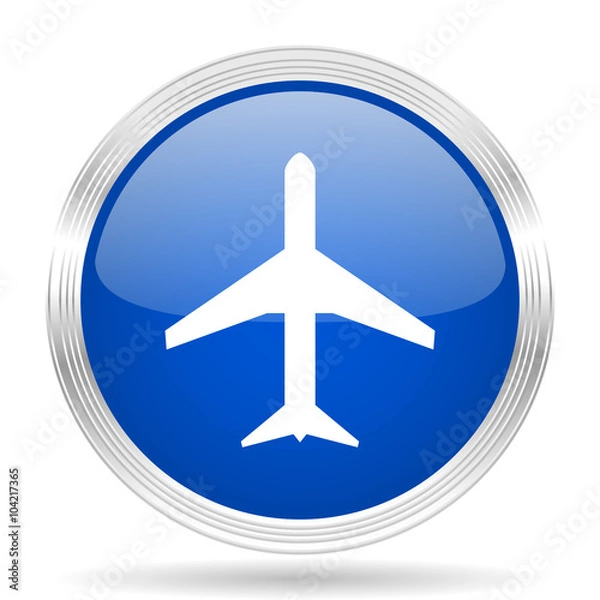 Fototapeta plane blue silver metallic metallic chrome web circle glossy icon