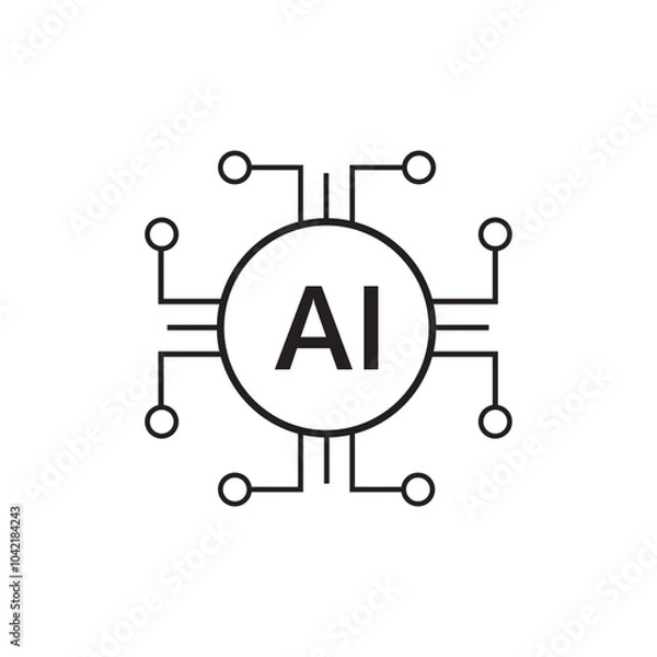 Obraz Artificial intelligence AI processor chip Icon Logo Design Vector. AI Technology Logo Design Template