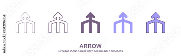 Obraz teamwork, vision, target, goals icon. Black outline icon of three arrows merging into one, symbolizing convergence or unification