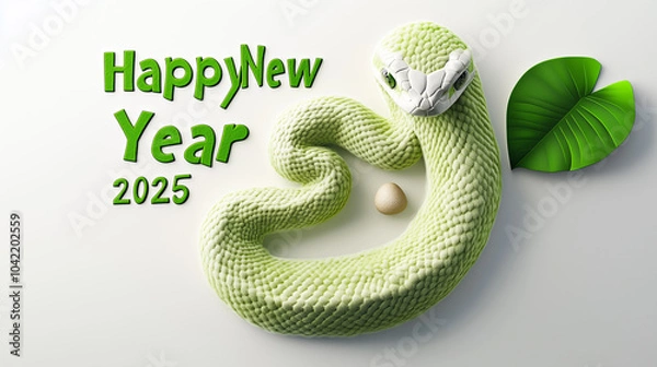 Fototapeta Happy new year. Card with a green snake