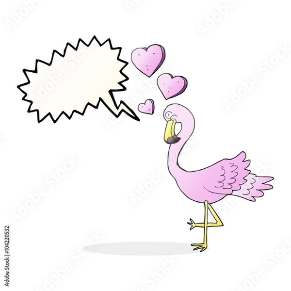 Fototapeta speech bubble cartoon flamingo in love