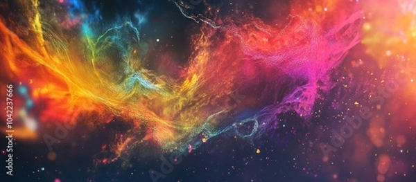Fototapeta Abstract cosmic background with colorful nebulae and sparkling stars.