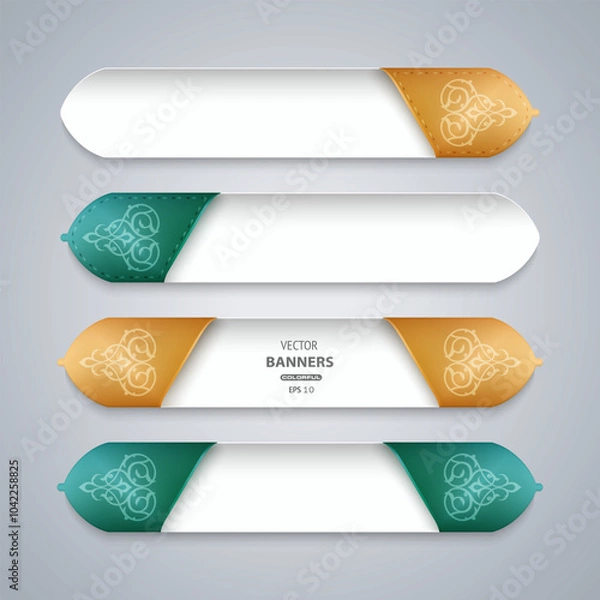 Obraz Set of 3d  floral infographic stickers, Arabic infographic elements